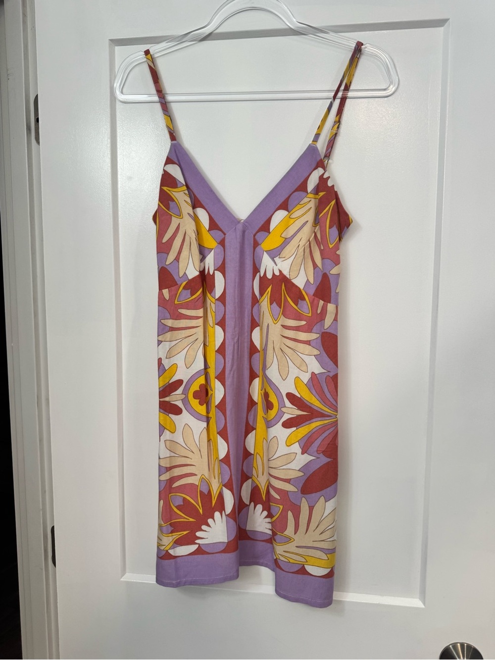 ROXY Floral Print Lavender Slip Dress with Yellow and Rust Women Size Small